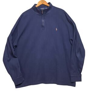 Polo Ralph Lauren Estate Rib Dark Blue 1/4 Zip Long Sleeve Sweater Men 2XLT